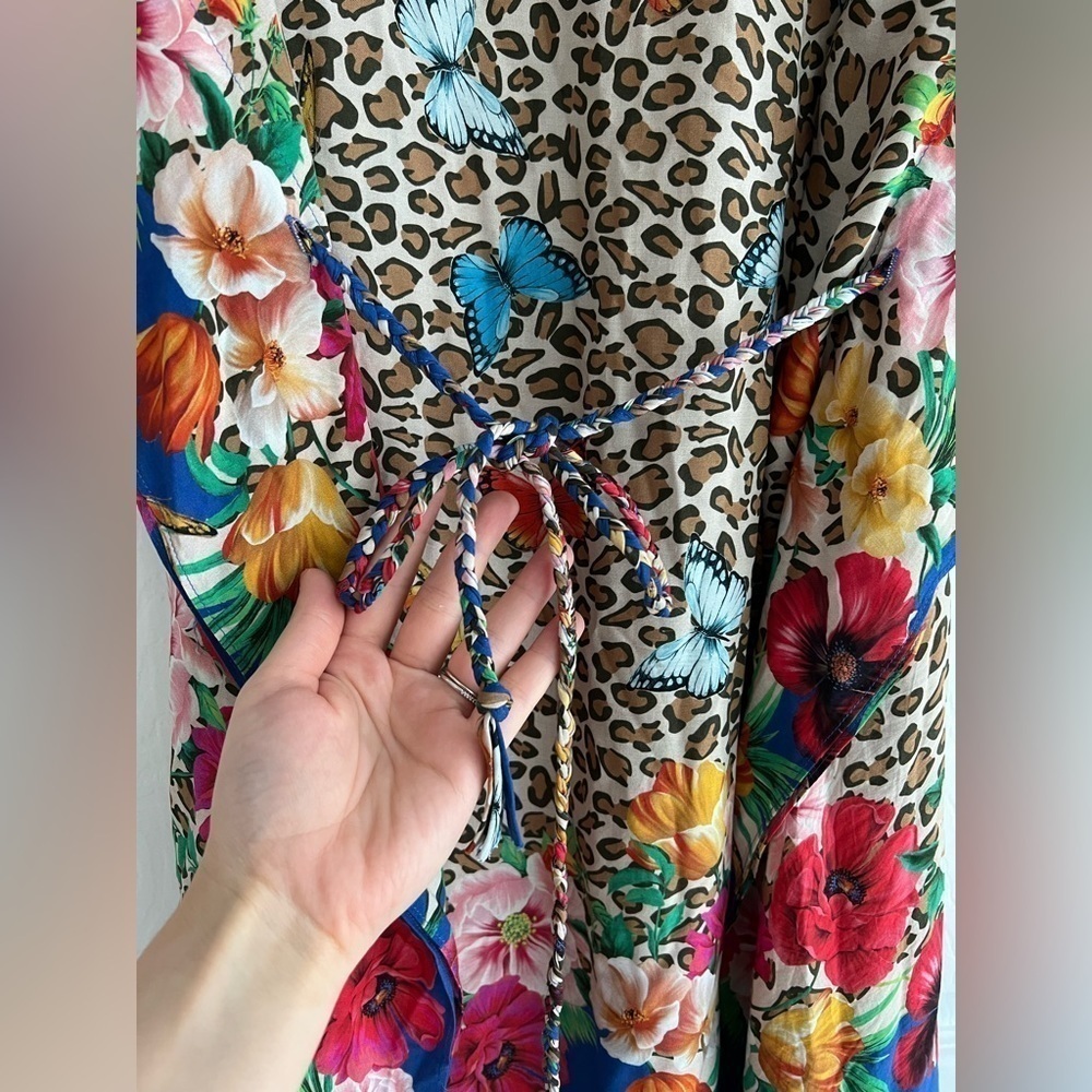 Johnny Was Fleur Butterfly-Print Short Kaftan Dress - Picture 6 of 8